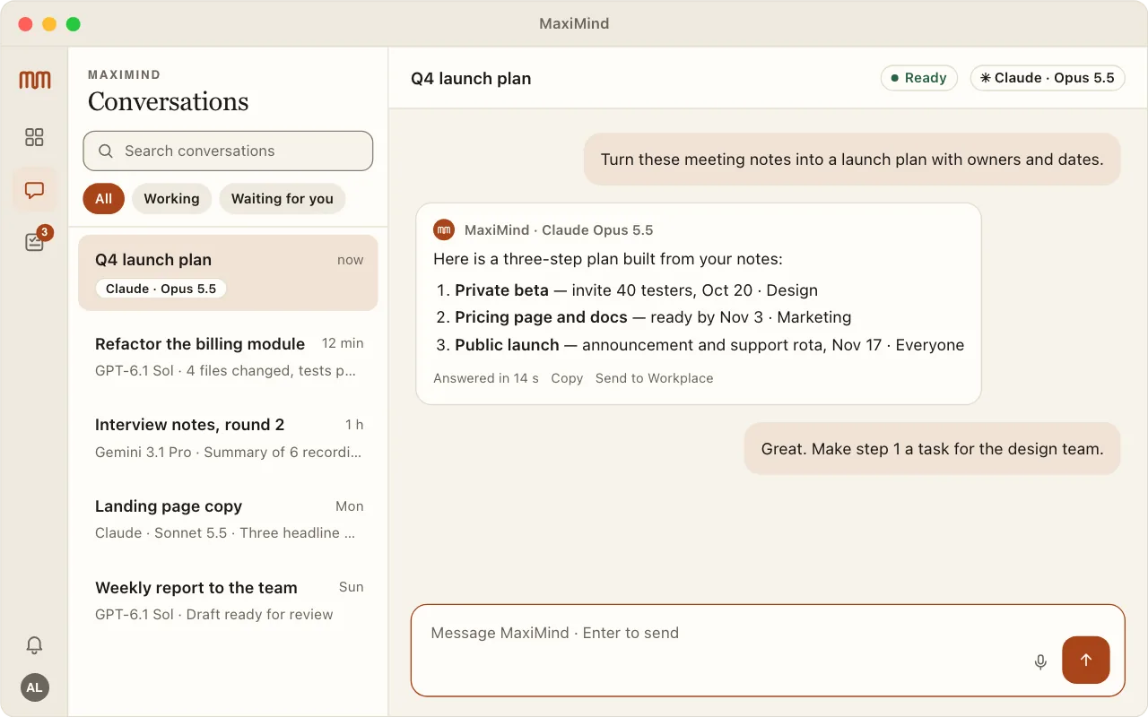 The MaxiMind desktop app on a Mac